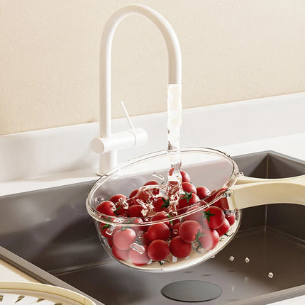 Fruit Drain Basket With Lid Vegetable Washing Bowl