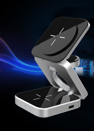 Magnetic 3-in-1 Wireless Charging Station – Foldable Charger