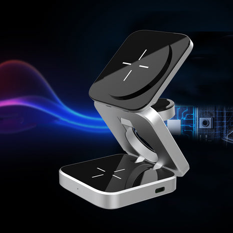 Magnetic 3-in-1 Wireless Charging Station – Foldable Charger