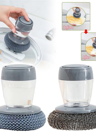 Kitchen Soap Dispensing Palm Brush Cleaner Push-type Brush Kitchen Detergent Tools