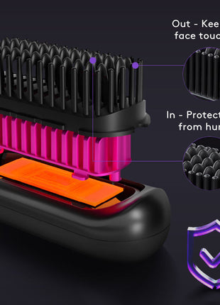 2 In 1 Straight Hair Comb Wireless Hair Straightener Brush Hair Fast Heating Portable Hot Curler USB Charging