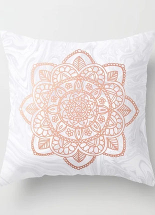 Rose Gold Geometric & Quote Cushion Cover – Peach Skin Pillowcase