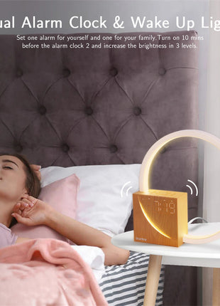 Bedside Lamp Touch Table Lamp With Natural Sounds, Desk Lamp With Alarm Clock, Touch Control 3 Levels Brightness Home Decor