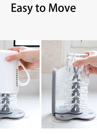 Creative suction wall lazy cup brush glass cleaning brush kitchen rotating cup tea cup brush cup brush