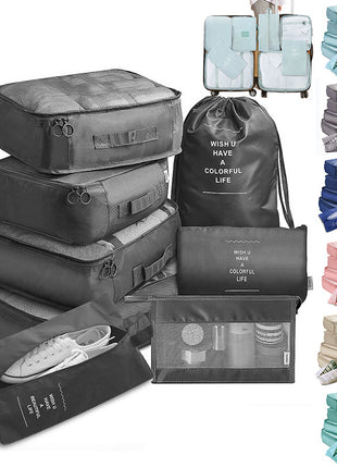 8-piece Set Luggage Divider Bag Travel Storage Clothes Underwear Shoes Organizer Packing Cube Bag