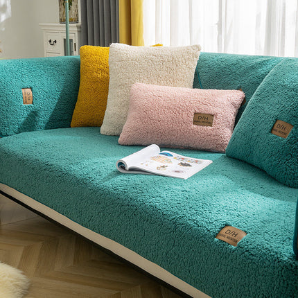 Modern Solid Color Winter Lamb Wool Sofa Towel