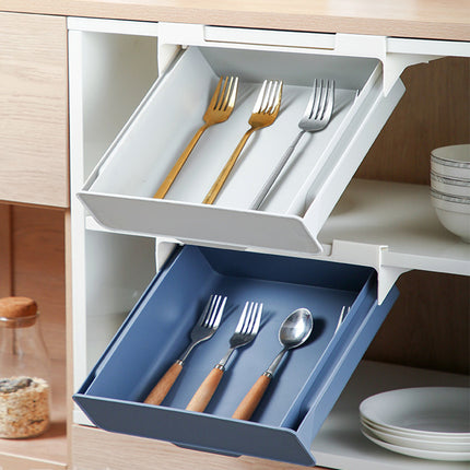Under Desk Kitchen Drawer Organizer Shelf for Utensils
