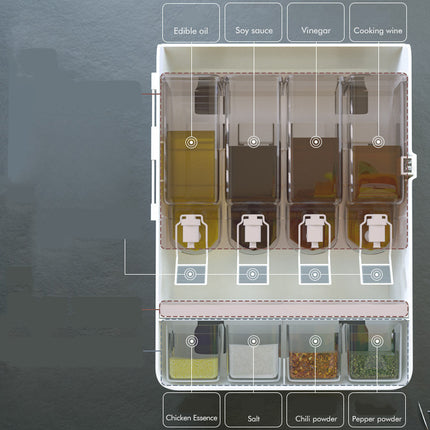 Multifunctional Wall-Mounted Kitchen Seasoning Storage Box Organizer