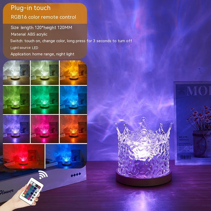 LED Water Ripple Night Light USB Rotating Crystal Lamp