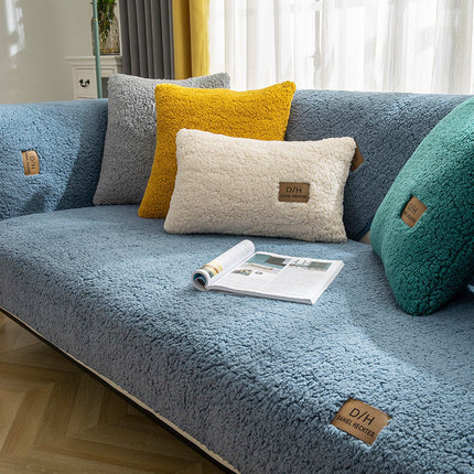 Modern Solid Color Winter Lamb Wool Sofa Towel
