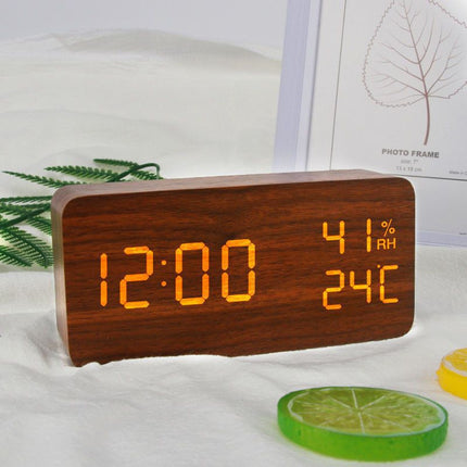 Multifunctional Digital Wooden Alarm Clock with Temperature