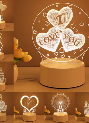 Romantic 3D LED Lamp – Room & Holiday Decoration