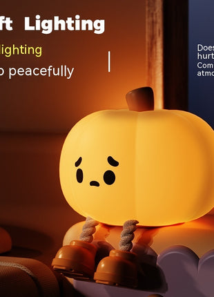 Home Decor Halloween Pumpkin Night Light Cute Soft Silicone Lamp Touch  Dimmable Rechargeable Bedside Decor Light Kids Gifts Halloween Decorations