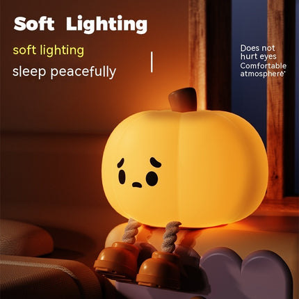 Cute Pumpkin Silicone Night Light – Touch Dimmable