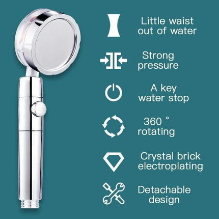 High Pressure Handheld Shower Head with Stop Button