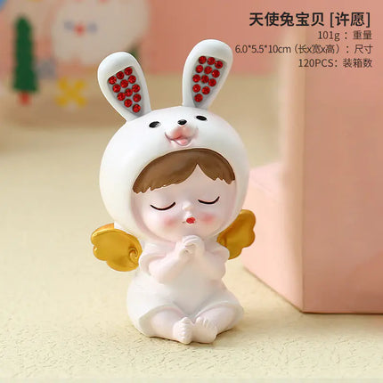 Resin Rabbit Figurine Decorative Home and Office Accent