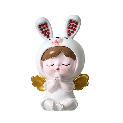 Resin Rabbit Figurine Decorative Home and Office Accent