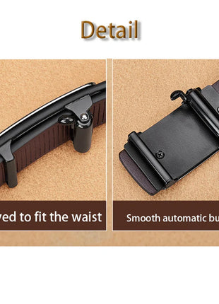 Men's Genuine Leather Belt - Automatic Ratchet Buckle