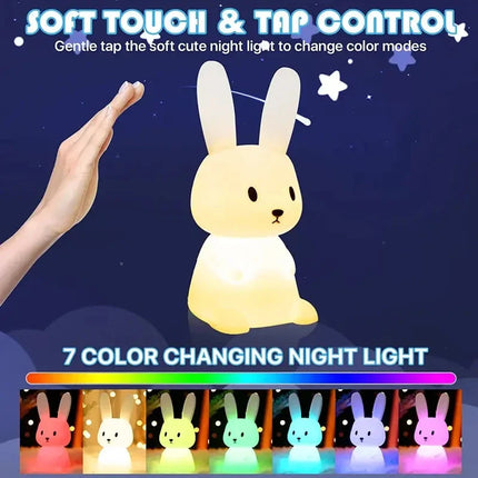 Cute Rabbit Touch Sensor LED Night Light — Soft Glow Bedside Light