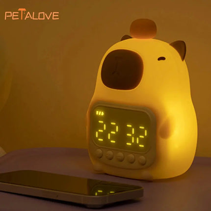 Capybara LED Night Light Alarm Clock — Soft Glow Bedside Light