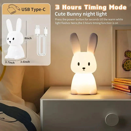 Cute Rabbit Touch Sensor LED Night Light — Soft Glow Bedside Light