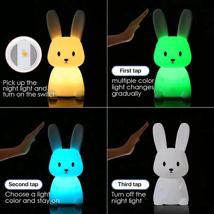 Cute Rabbit Touch Sensor LED Night Light — Soft Glow Bedside Light