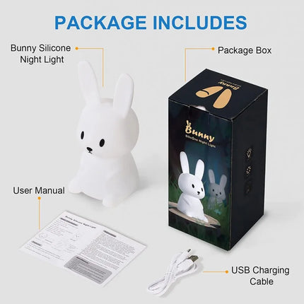 Cute Rabbit Touch Sensor LED Night Light — Soft Glow Bedside Light