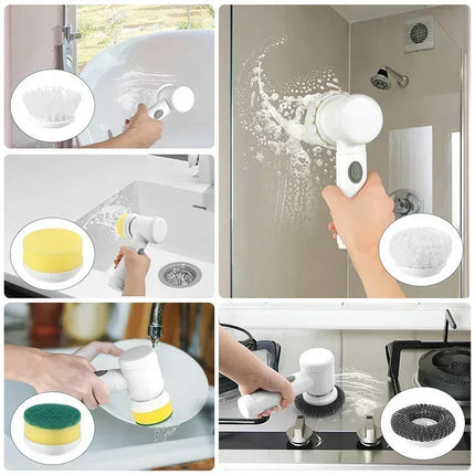 Rechargeable ergonomic handle Electric Spin Scrubber — Easy-Clean