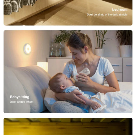 USB Rechargeable PIR Motion Sensor LED Night Light — Soft Glow Bed