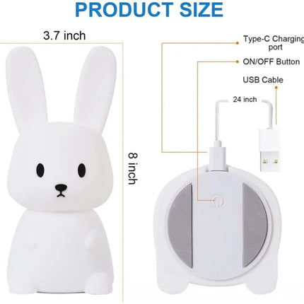 Cute Rabbit Touch Sensor LED Night Light — Soft Glow Bedside Light