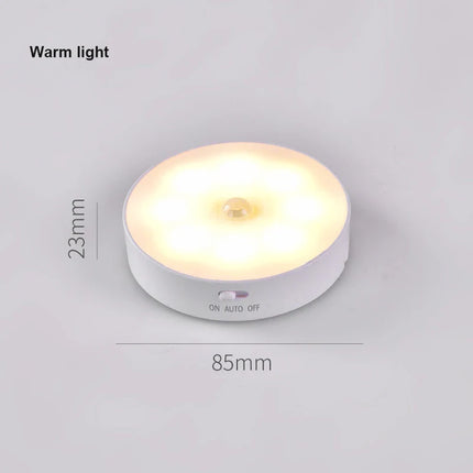 USB Rechargeable PIR Motion Sensor LED Night Light — Soft Glow Bed