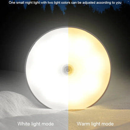 USB Rechargeable PIR Motion Sensor LED Night Light — Soft Glow Bed