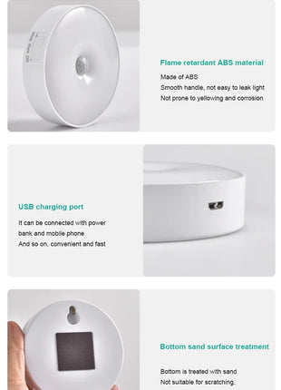 USB Rechargeable PIR Motion Sensor LED Night Light