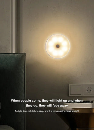 USB Rechargeable PIR Motion Sensor LED Night Light