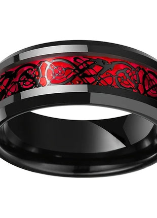 Red Zircon Celtic Dragon Couples Rings Set