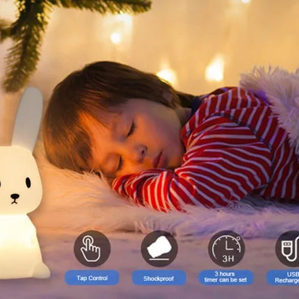 Cute Rabbit Touch Sensor LED Night Light — Soft Glow Bedside Light