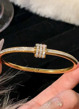 AuraBracelet™ – Titanium Gold Bracelet with Zircon