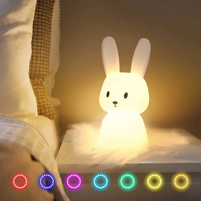 Cute Rabbit Touch Sensor LED Night Light — Soft Glow Bedside Light