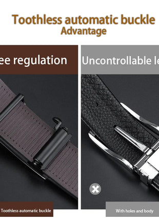 Men's Genuine Leather Belt - Automatic Ratchet Buckle