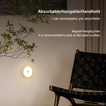 USB Rechargeable PIR Motion Sensor LED Night Light — Soft Glow Bed