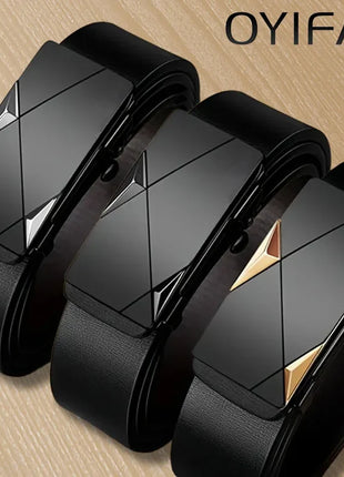 Men's Genuine Leather Belt - Automatic Ratchet Buckle