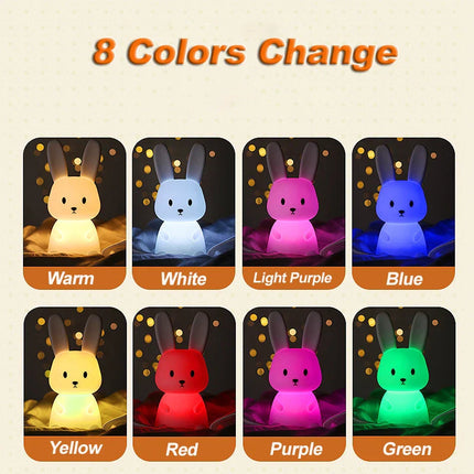 Cute Rabbit Touch Sensor LED Night Light — Soft Glow Bedside Light