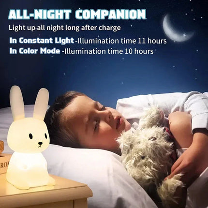Cute Rabbit Touch Sensor LED Night Light — Soft Glow Bedside Light