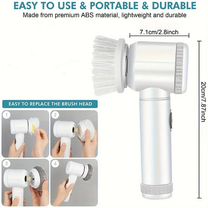 Rechargeable ergonomic handle Electric Spin Scrubber — Easy-Clean
