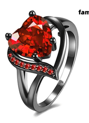 Red Zircon Celtic Dragon Couples Rings Set