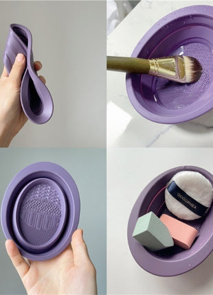 Silicone Makeup Brush Cleaner Bowl – Foldable Scrubbing Pad