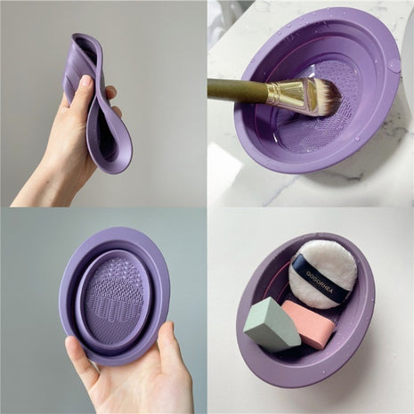 Silicone Makeup Brush Cleaner Bowl – Foldable Scrubbing Pad