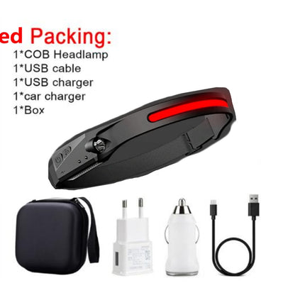 USB Rechargeable Waterproof COB LED Camping Headlamp