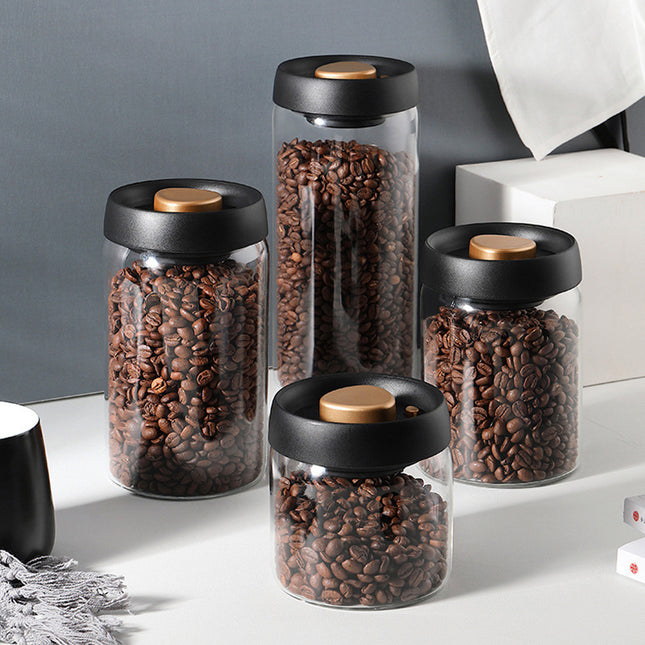 Vacuum Sealed Jug Set Black Coffee Beans Glass