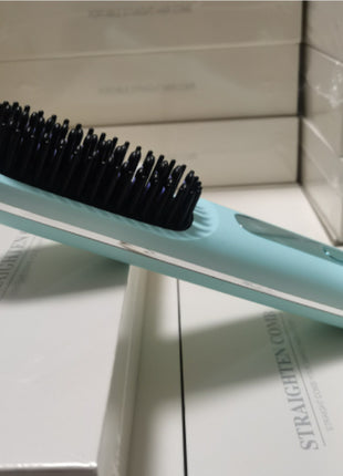 2 In 1 Straight Hair Comb Wireless Hair Straightener Brush Hair Fast Heating Portable Hot Curler USB Charging